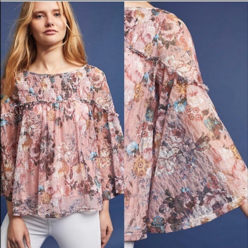 Anthro Akemi + Kin Juno Floral Lace Blouse Top XS